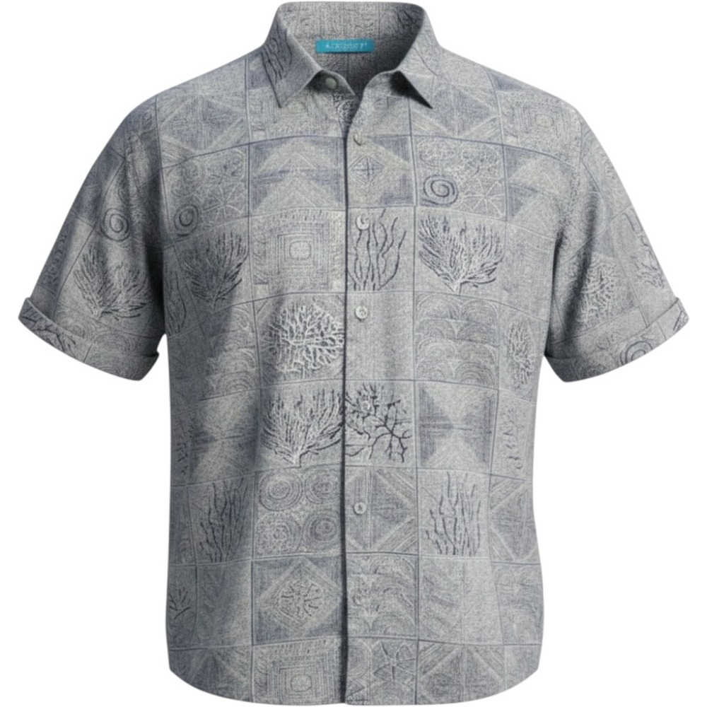 Tori‎ Richard Navy Blue Coral Print Button Down Shirt Mens 3XL Cotton Resortwear